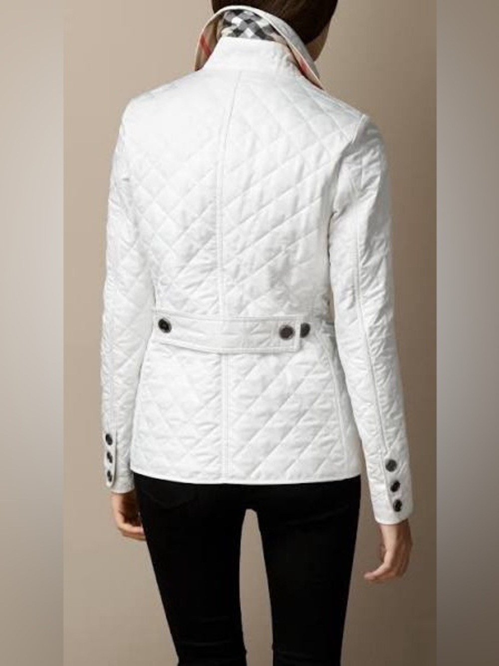 BURBERRY BRIT Chalk White Classic Quilted Nova Check Jacket Coat XL/XXL $980 - Picture 2 of 15